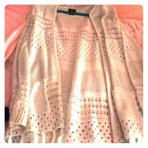 Mint green Laced cardigan with hoodie and pockets